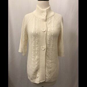 Stephanie Rogers Women Button Front Winter White Cardigan Bust 34" New B3